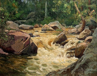 Robert F. Motley Rushing Creek 16x20 Oil on Board