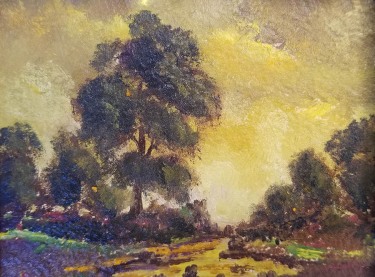 Unknown artist circa 1920 California Eucalyptus 5x7 oil on board 75