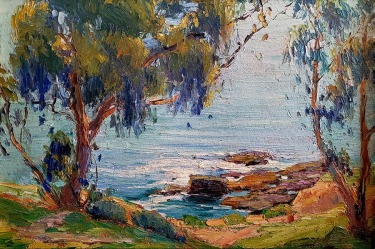 Attributed to Anna Hills Laguna Lookout over the Pacific Oil Painting