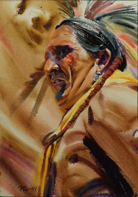 Allen Polt Indian Medicine Man 16x12 Watercolor