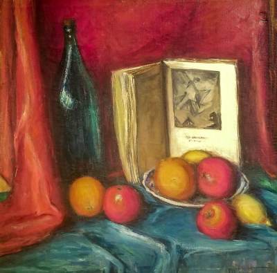 Alta West Salisbury Still Life with Fruit 24x24 Oil on Canvas