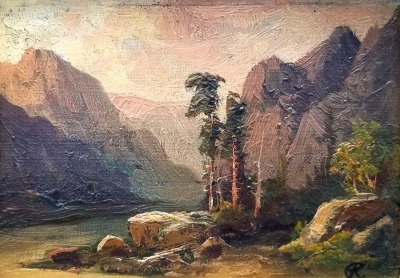 Clarence Ellsworth Black Canyon Utah 1907  4x6 oil on board 350