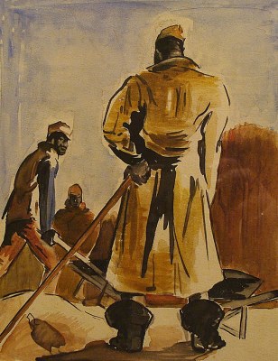 Frank Hiteshew Work Crew 9x7 Watercolor