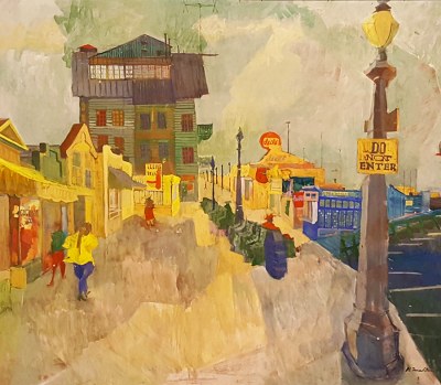 Morton Dimondstein The Boardwalk 33x38 Oil on Board