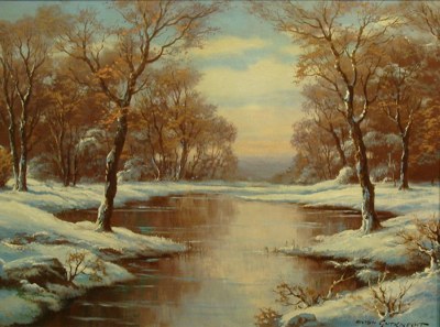 Anton Gutenknecht Winter's Stream 20x24 Oil on Canvas