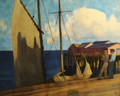 Robert Wesley Amick Ready to Sail in Sausalito 22x30 Watercolor