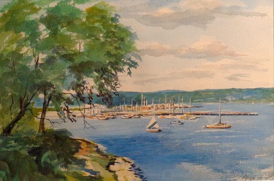 Robert Fifield Harbor Boats 15x21 Watercolor