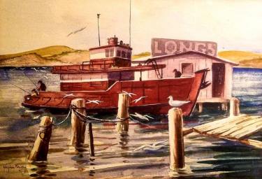 Adolphine Sutro Fullerton Longs Dock 11x17 Watercolor