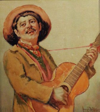 Henry L Richter Guitar Player 14x12 Watercolor