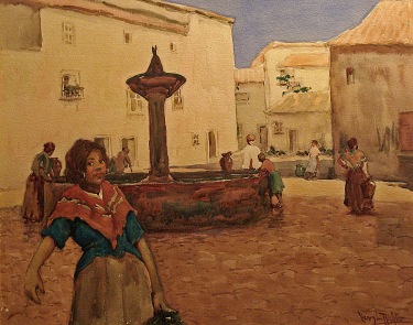 Henry L. Richter Mexican Town Square 16x20 Watercolor