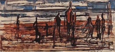 Milford Zornes The Survivors 4x7 Watercolor