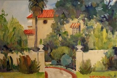 Robert M. Harris Spanish Hideaway 15x22 Watercolor