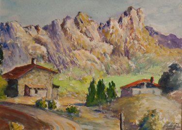 Henry H Smithers, California Mountain Retreat, 5x6 Watercolor