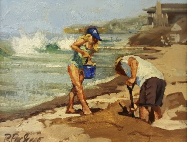 Rita Pacheco The Clam Diggers 8x10 Oil on Canvas