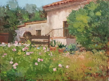 Felice Hrovat Hacienda Hideaway 9x12 oil on canvas