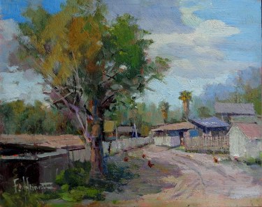 Felice Hrovat Mexican Village 9x12 Oil on Board