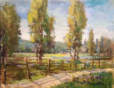 Felice Hrovat Spring Road 8x10 Oil on Canvas