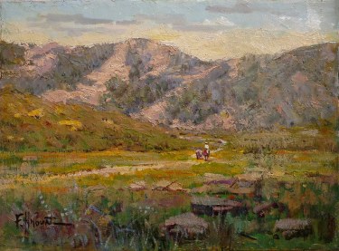 Felice Hrovat The Dusty Trail 9x12 Oil on Board