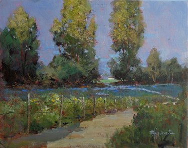 Felice Hrovat Through the Eucalyptus 11x14 Oil on Board