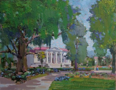 Felice Hrovat Walkway–Claremont Colleges 16x20 Oil on Canvas