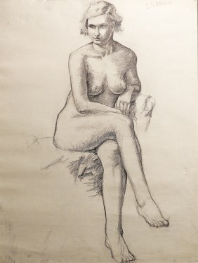 EG Brown Nude Study 02 25x19 Drawing