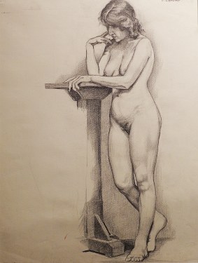 EG Brown Nude with Podium 25x19 Drawing