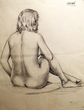 EG Brown Sitting Nude 01 25x19 Drawing