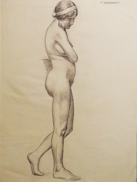 EG Brown Standing Nude 03 25x19 Drawing