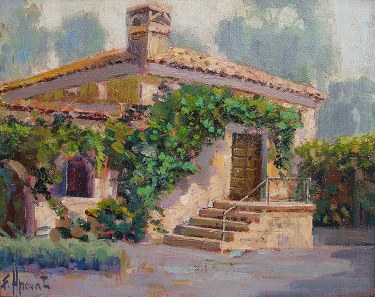 Felice Hrovat The Old Mill South Pasadena 9x12 Oil on Board