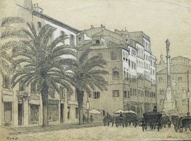 J. Mason Reeves  Street in Rome  8x10 pencil drawing