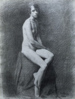 J. mason Reeves  Sitting nude  24x18 pencil drawing