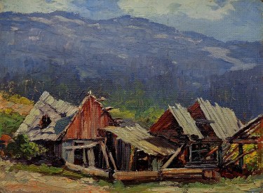 Unknown Artist Abandoned Cabin 12x16 Oil on Board