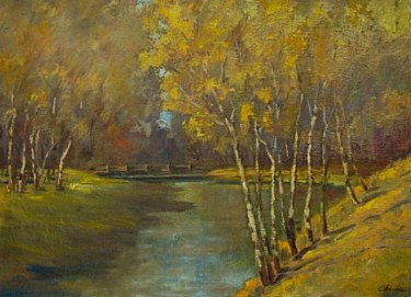 Charles Aspens along the River 18x24 Oil