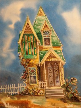 Don Lewis, Victorian House, 16x12 Watercolor