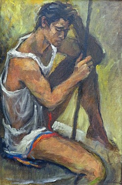 George Michaud The Athlete 36x24 Oil on Canvas