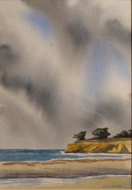 John Iwerks, Leadbetter Beach, 10x7 Watercolor