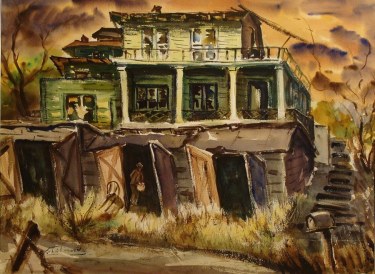 John Ledden Abandoned House 22x30 Watercolor $395