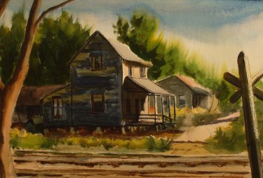 John Ledden Along the Tracks 18x24 Watercolor