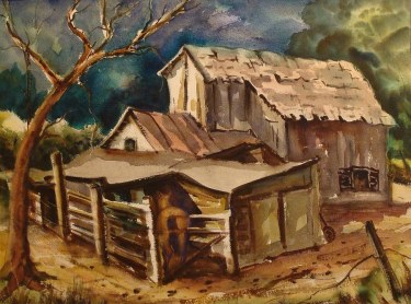 John Ledden Barn in the Valley 22x30 Watercolor