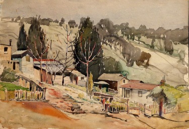 William Reginald Watkins House in a Landscape 11x15 Watercolor