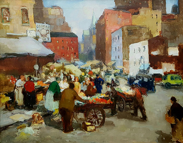 Ben Galos East Side Market Oil on Canvas 30x24