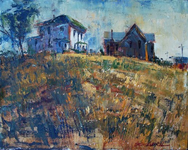 Ben Abril Hilltop Houses 16x20 Oil on Canvas