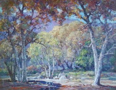 Thorwalde Probst Arroyo Sycamores 28x36 Oil on Canvas