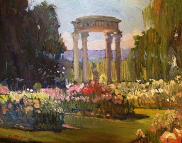 Chuck Kovacic Arboretum Roses 11x14 Oil on Board