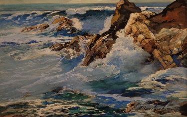 Albert Jacobson California Crashing Surf 12x18 Mixed Media on Board