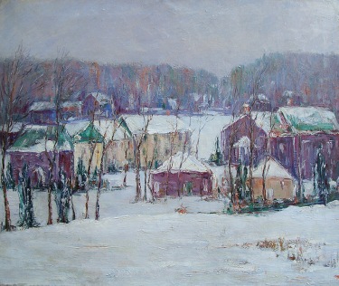 Alta West Salisbury Houses in Winter 20x24 Oil on Canvas