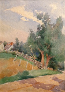 Anna Hills Countryside Home 14x9.5 Watercolor