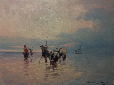 Antonio Godoy The Clamdiggers 12x16 Oil on Canvas