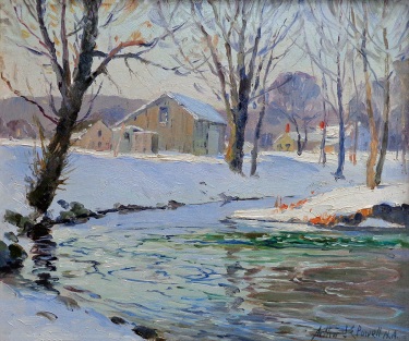 Arthur J. Powell Homestead in Winter 10x12 Oil on Board