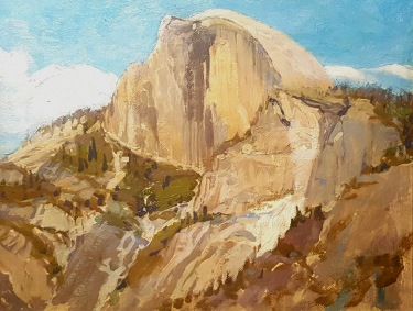 Attributed to Frederic Becker Half Dome 6x8 Oil on Board